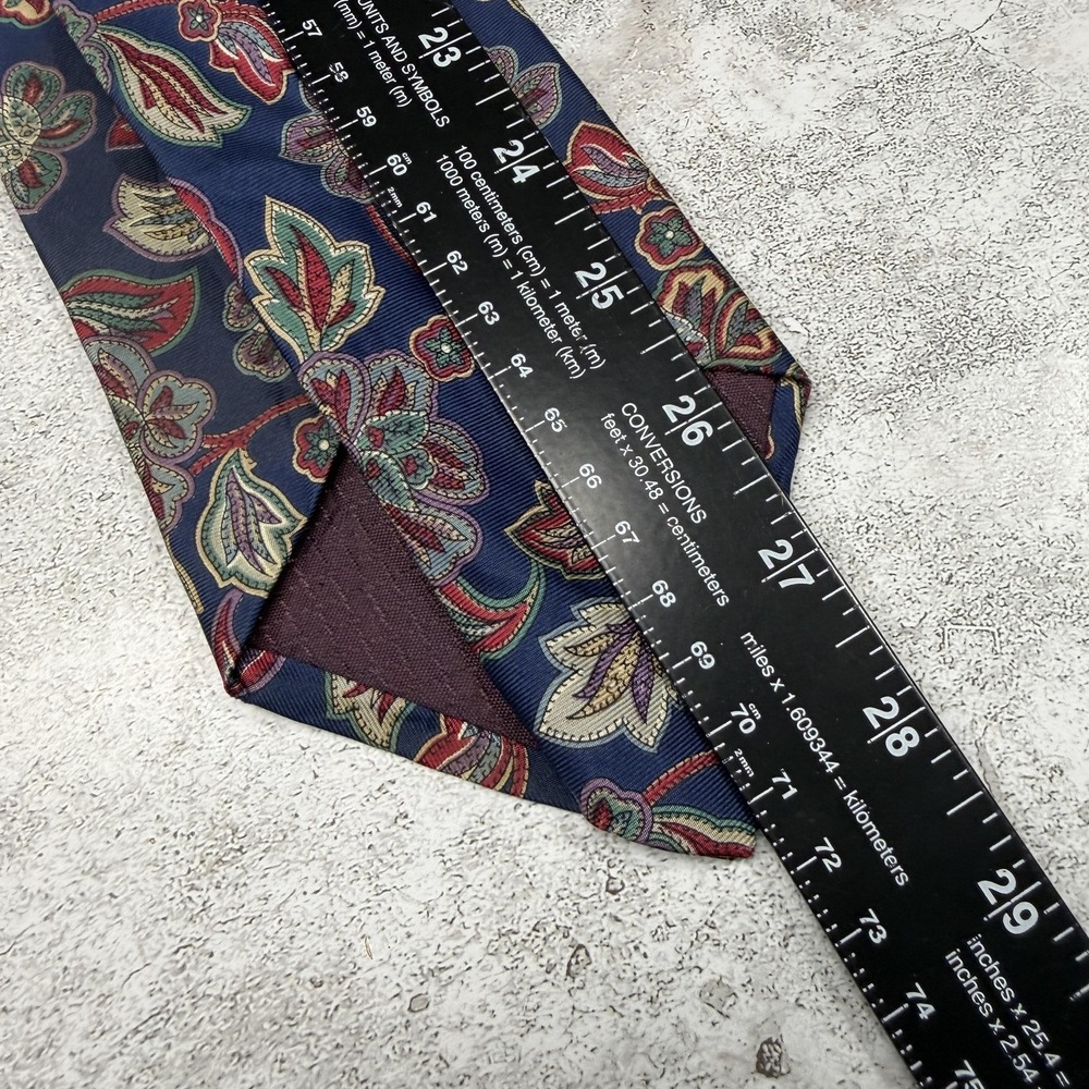 Christian Dior 100% Silk Tie Mens OS Blue Paisley Made France Necktie 58x3.75 - Picture 4 of 4